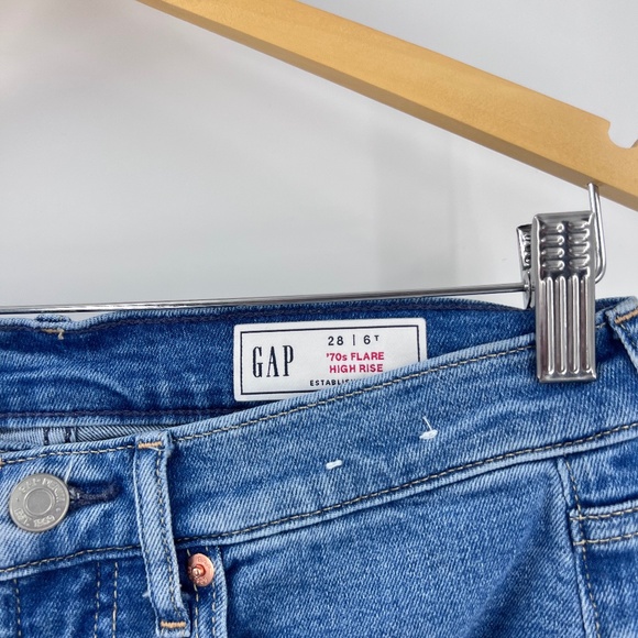 gap high rise patched 90's flare jeans size 6T - Picture 6 of 10